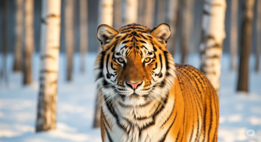アムールトラ シベリアトラ 絶滅危惧種CR 雪の森 ロシア極東 世界最大のネコ科動物