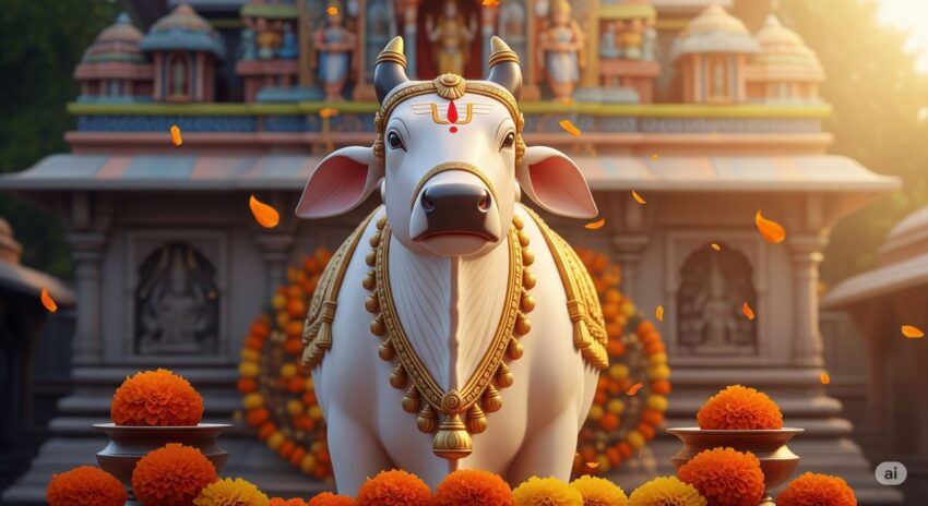 alt="ヒンドゥー教 神聖な牛 インド 豊穣 労働の恵み 宗教的動物"