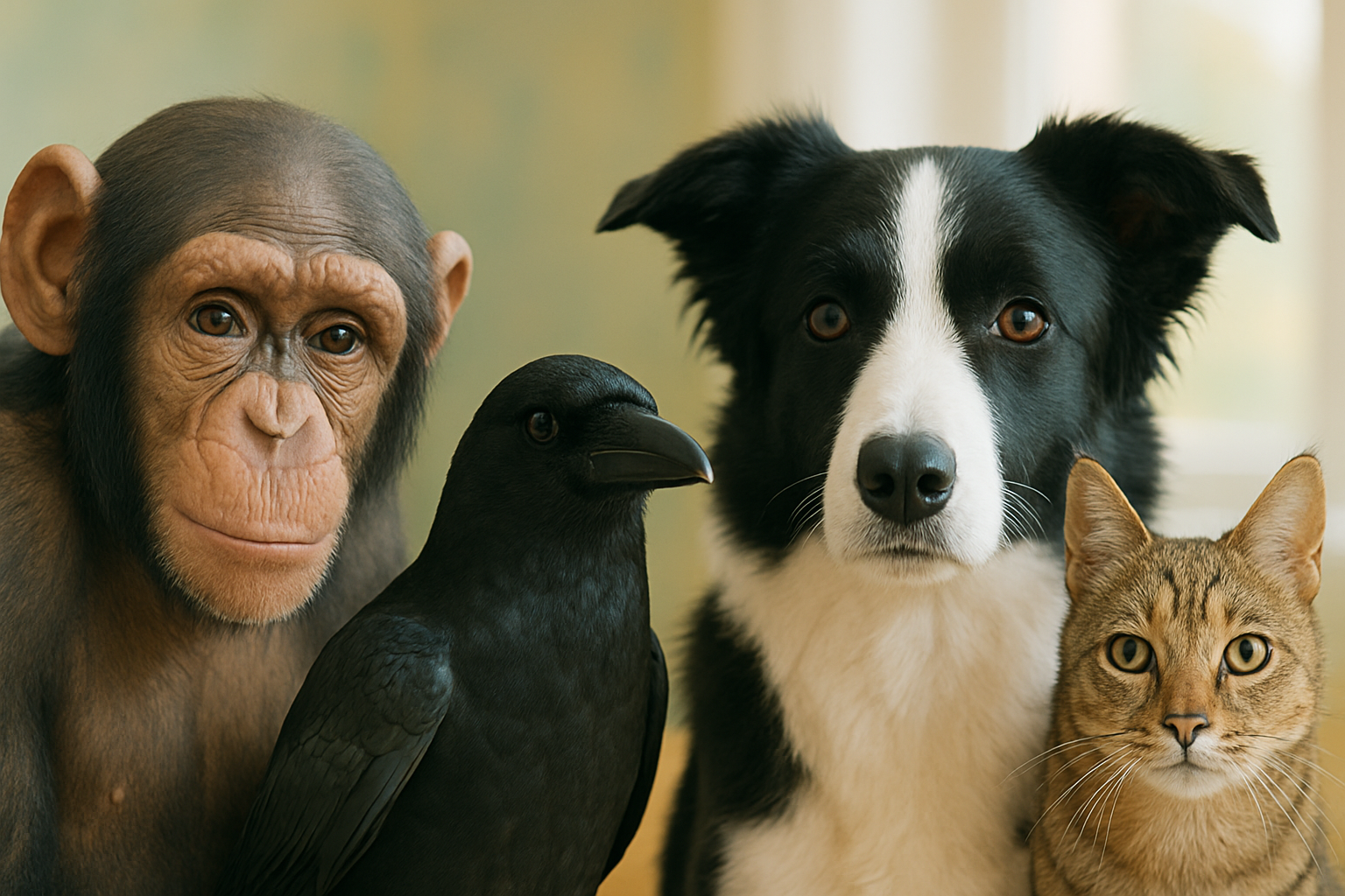 smart_animals_chimp_dog_cat_crow