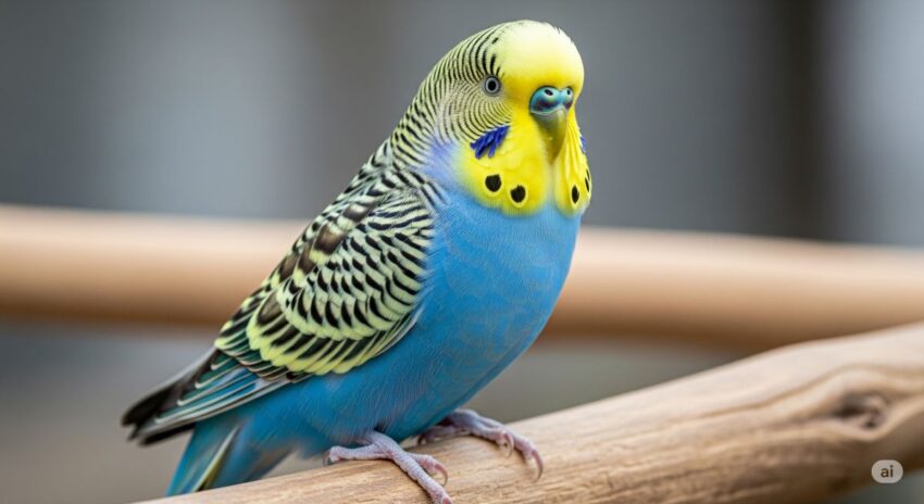 青と黄色の美しいセキセイインコが木の枝に止まっている写真