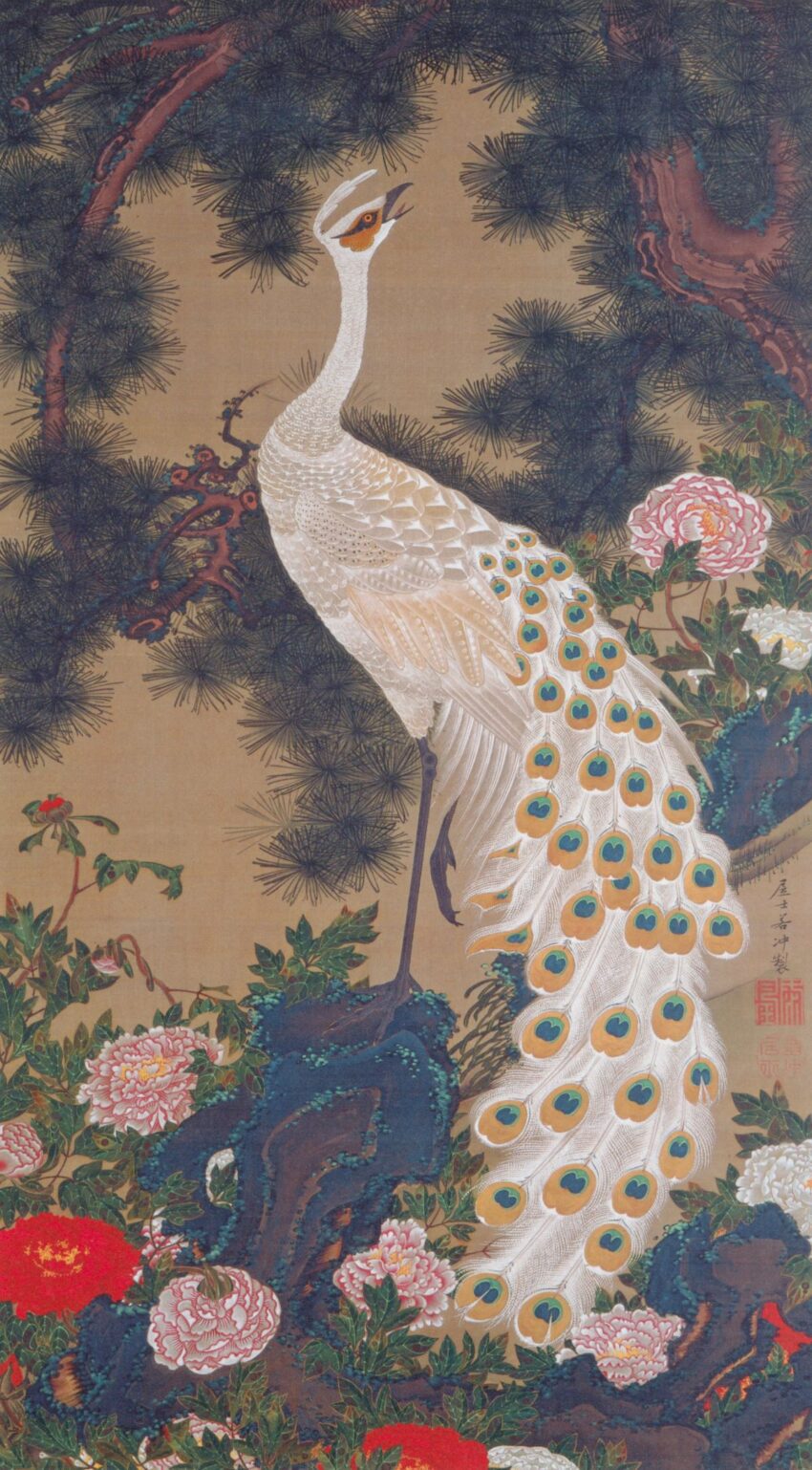 伊藤若冲 「老松孔雀図」 (1761)