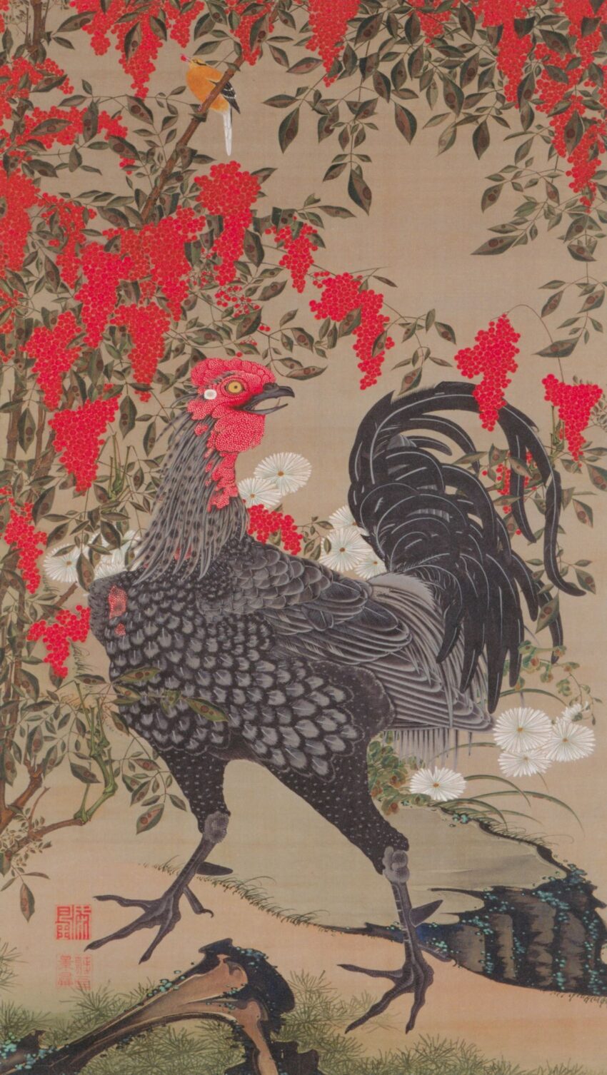 伊藤若冲 「南天雄鶏図」 (1765)