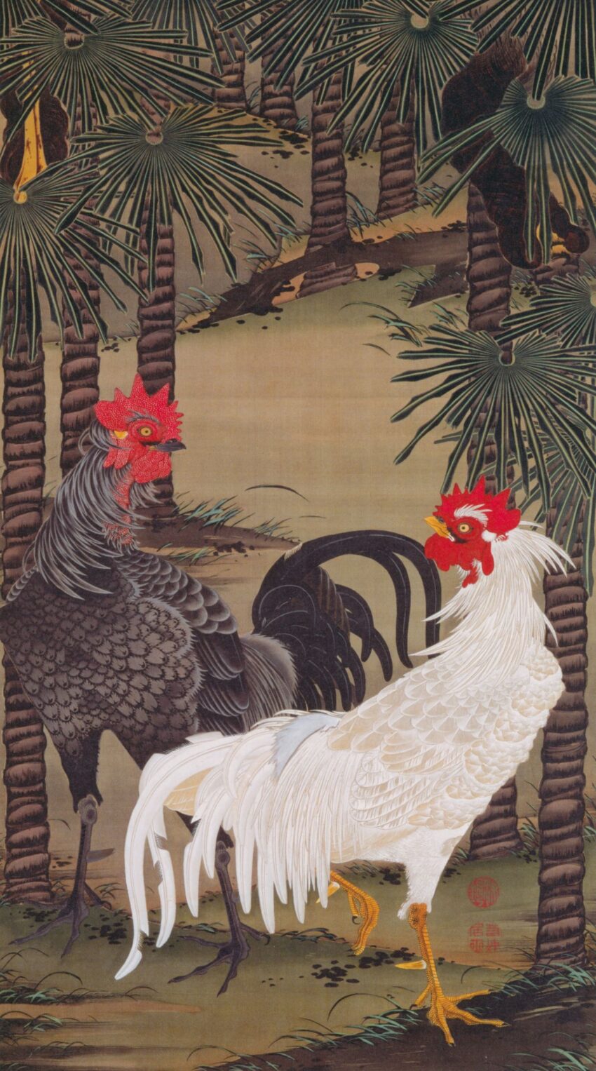 伊藤若冲 「棕櫚雄鶏図」 (1765)
