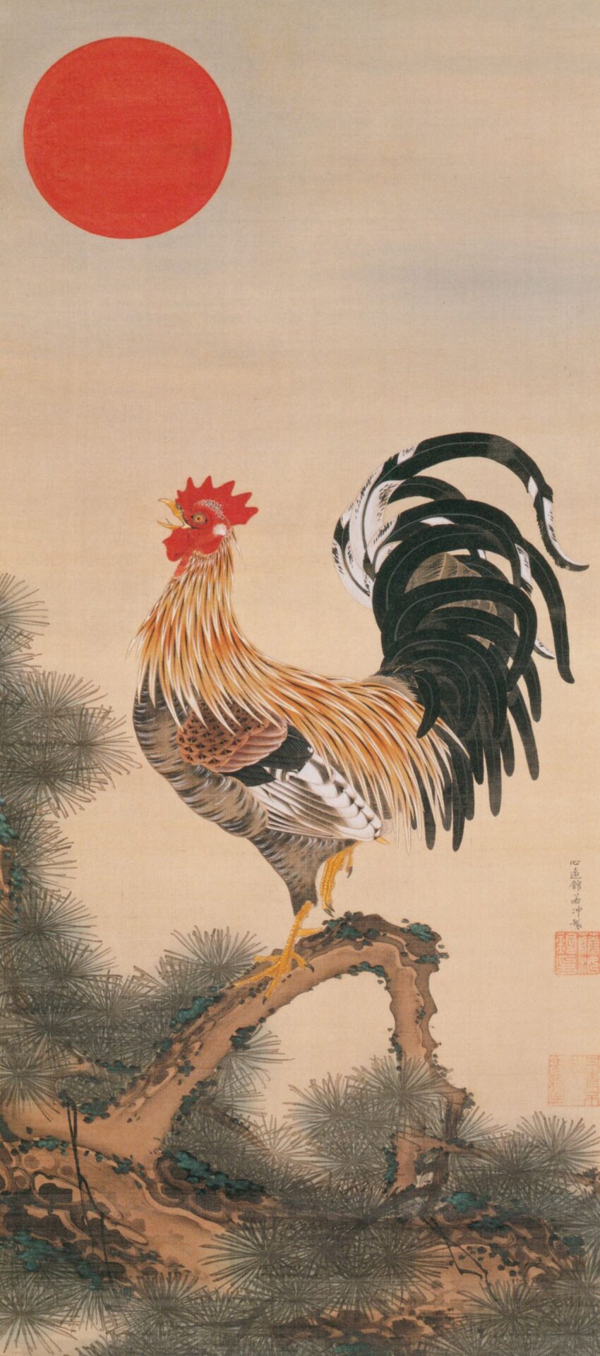 伊藤若冲 「向日葵雄鶏図」 (1759)