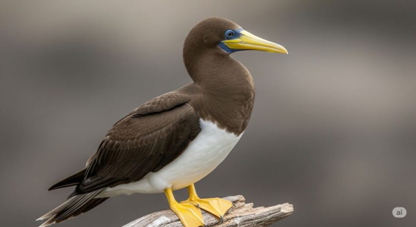 : カツオドリの特徴的な黒褐色と白色の羽色パターンを示す成鳥
