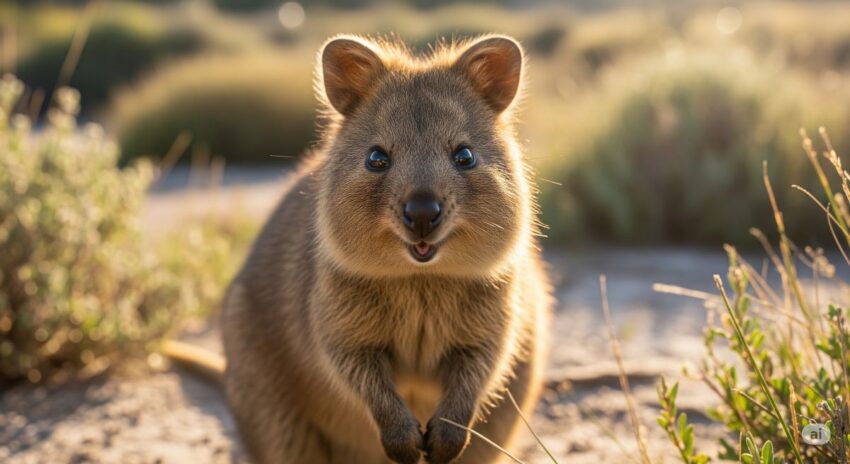 笑顔のオーストラリアのクオッカワ笑顔の