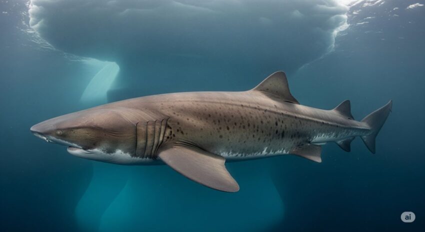 400年以上の寿命を持つ現存最長寿の脊椎動物ニシオンデンザメ。北極海の深海で悠然と泳ぐ全長7メートルの巨大なサメ