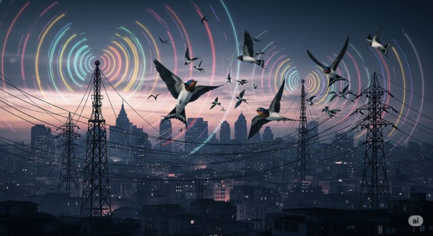 都市の電磁波ノイズに影響を受けるツバメたち