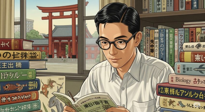 特徴的な黒縁眼鏡をかけ東京大学で動物学を学ぶ若き日の畑正憲さん