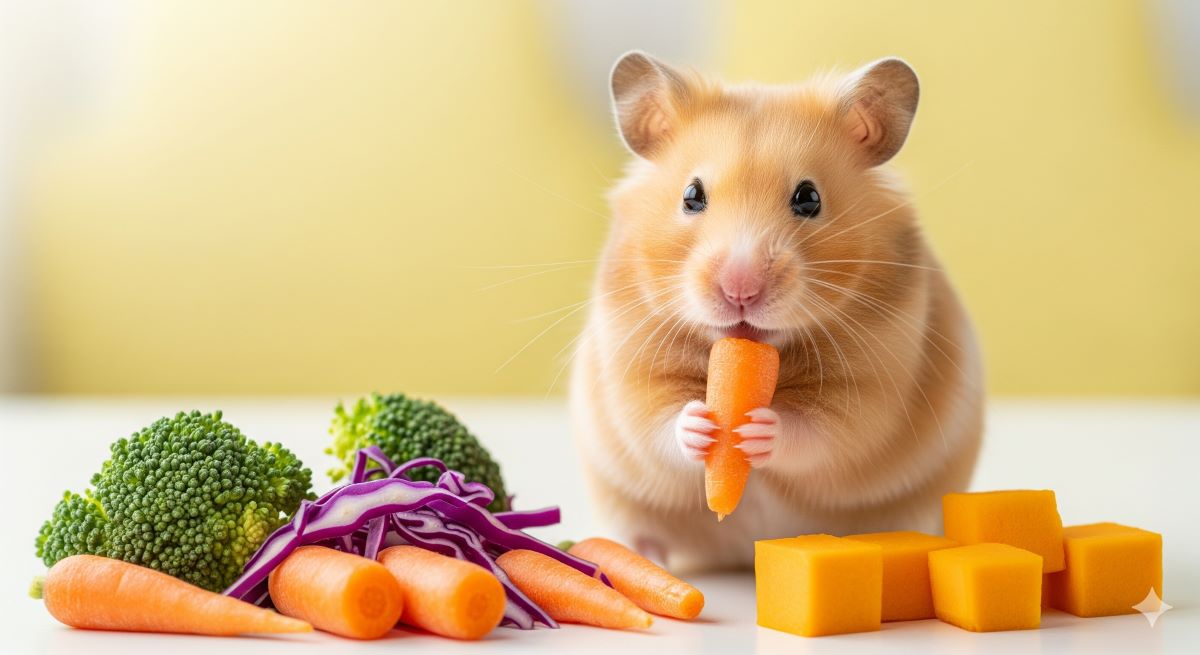 ハムスター英語完全ガイド:飼育から会話まで使える英単語・フレーズ・表現集に関する画像: hamster safe vegetables main hero