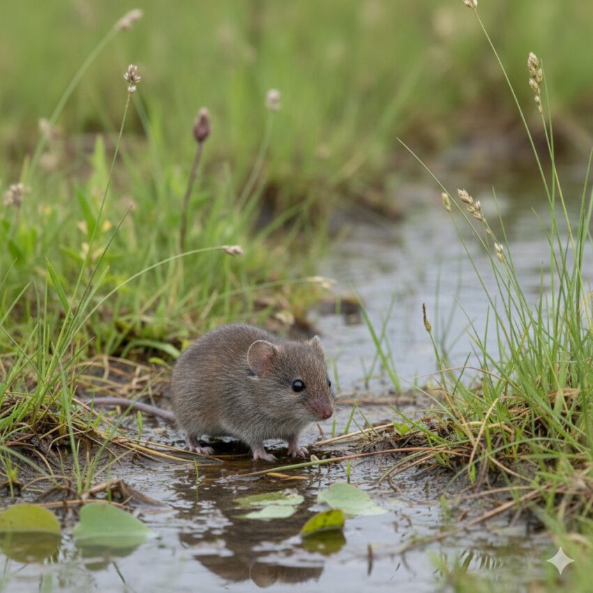 エゾヤチネズミの写真|北海道の草原や湿地に生息する野生ネズミ