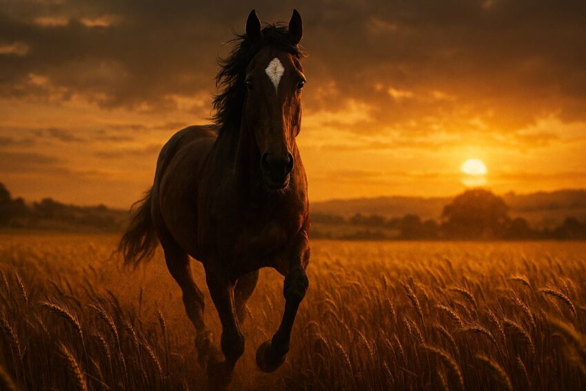 戦火の馬 - 夕日の中を走る馬ジョーイのイメージ画像