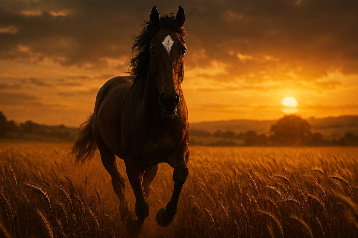 戦火の馬 - 夕日の中を走る馬ジョーイのイメージ画像