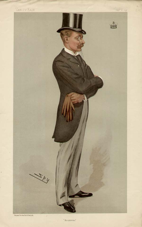 シフゾウを絶滅から救った11代ベッドフォード公爵ハーブランド・ラッセルを描いたVanity Fair誌の風刺画。1896年9月発行