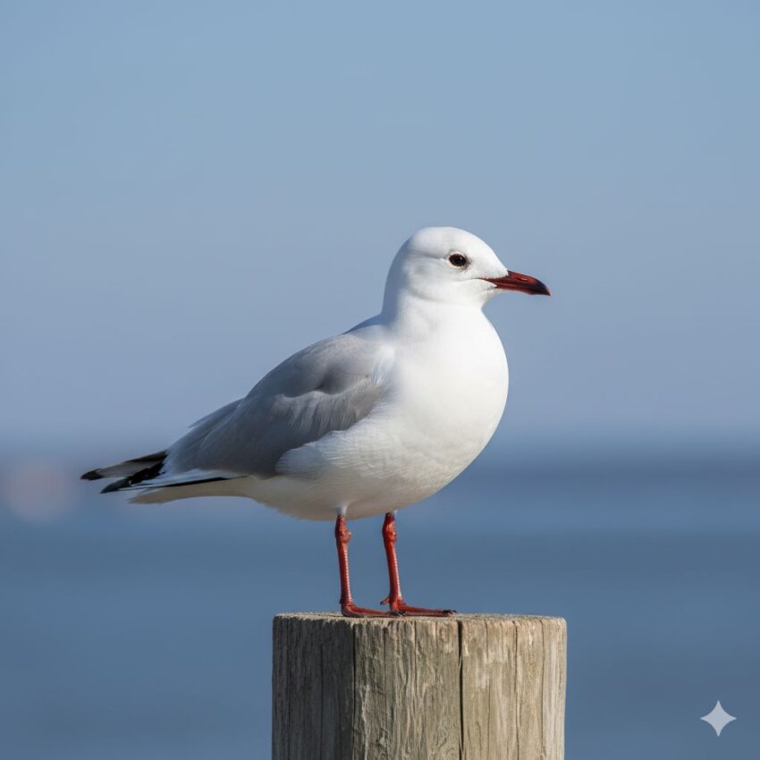 ユリカモメ冬羽、白い体と灰色の翼
