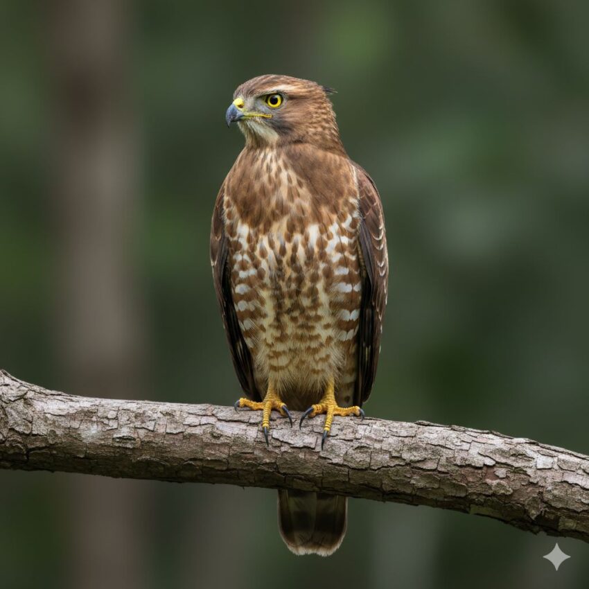 ハチクマの成鳥、茶褐色の羽毛で個体差が大きい