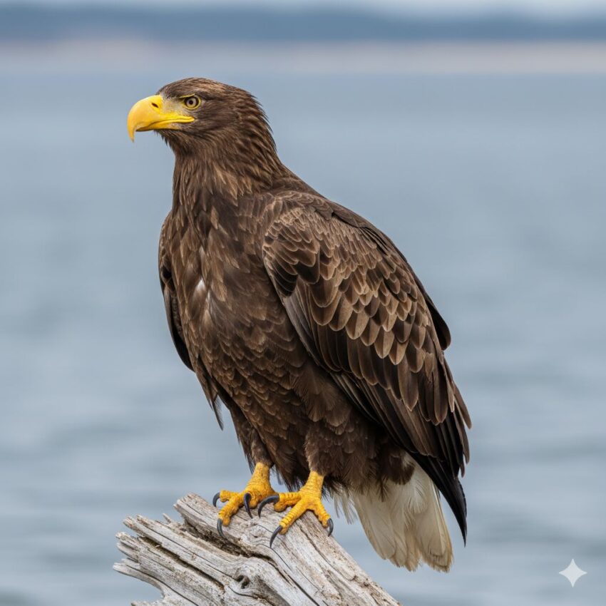 オジロワシ成鳥、白い尾羽が特徴の大型猛禽類