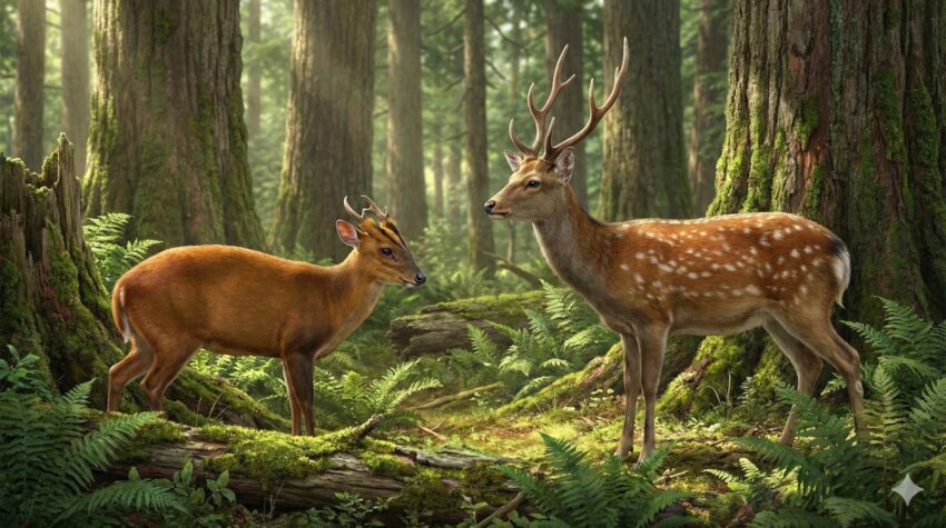 キョンとニホンジカの体格比較画像