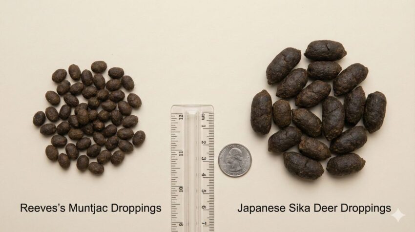 キョンとニホンジカのフンのサイズ比較