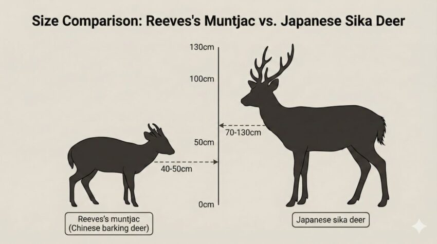 キョンとニホンジカの体高比較図