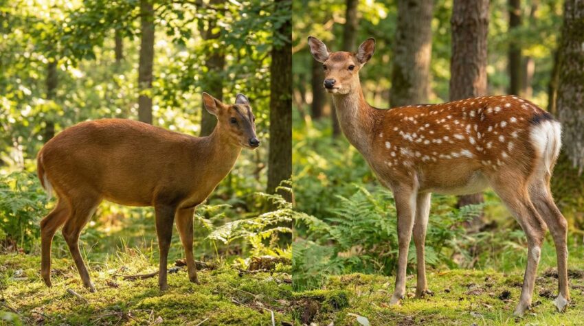 キョンとニホンジカの夏毛の違い(斑点の有無)