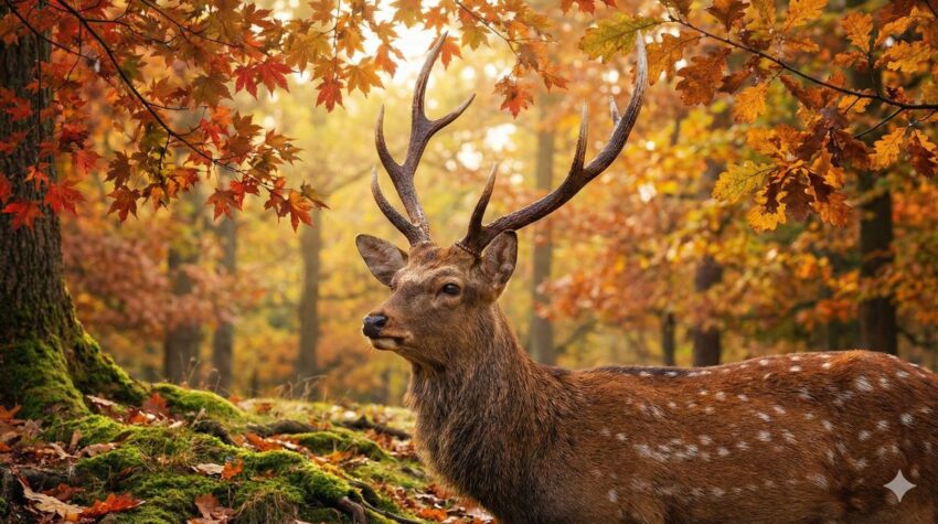 立派な枝角を持つニホンジカのオス
